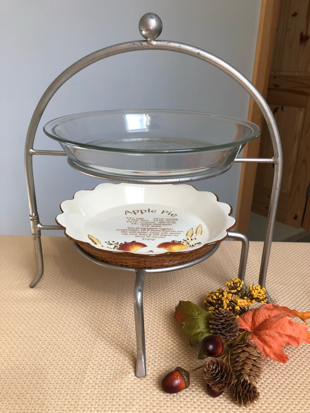 Two Tier Double Expandable Pie Plate Stand Rack